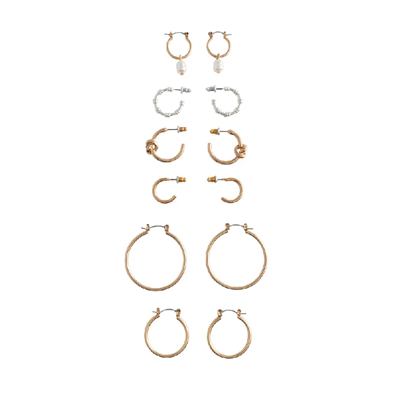 Rhea 6-Piece Mixed Hoop Earring Set