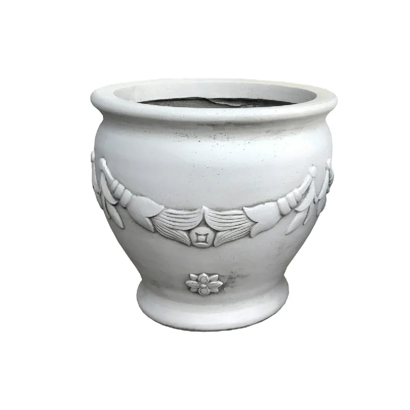 DurX-litecrete Lightweight Concrete Footed Flower Garland Light Grey Planter-Large - 14.57'x14.57'x12.99' DurX-litecrete Lightweight Concrete Footed Flower Garland Light Grey Planter-Large - 14.57'x14.57'x12.99'